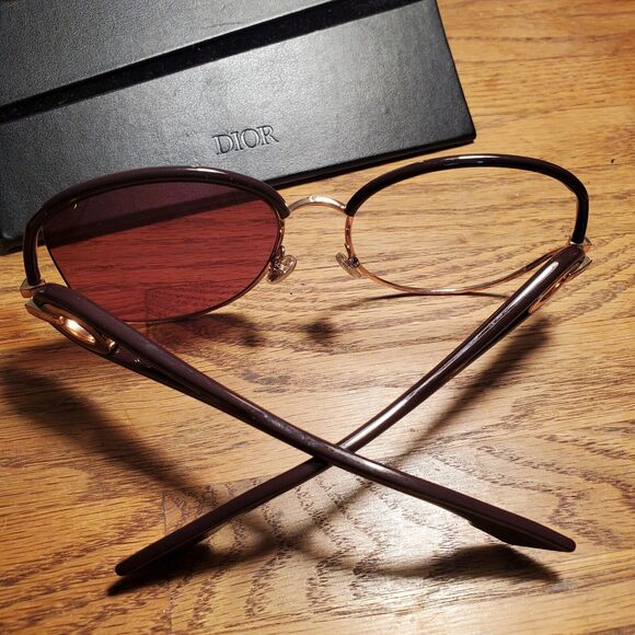 Dior New Volute 57mm Gradient Lens Round Frame & Sunglasses Case *Lens Missing - Picture 5 of 16